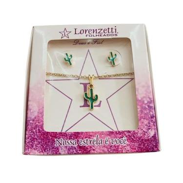 Imagem de Conjunto Colar E Brincos Feminino Folheado A Ouro Cor:Cactos - Lorenze