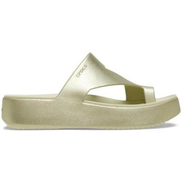 Imagem de Sandália Crocs Getaway Platform Toe Loop Champagne Metallic, 35, Champ