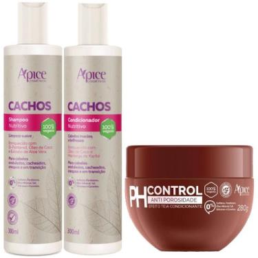 Imagem de Kit Apice Cachos Anti Porosidade Shampoo Condicionador Mascara Ph Cont