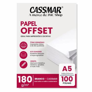 Imagem de Papel Offset 180g A5 148x210mm Cor Branco 100fls - Cassmar