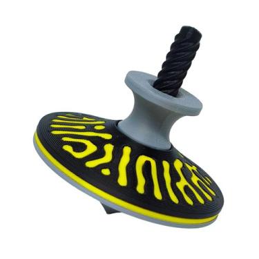 Imagem de Pião com Lançador Top Spinner Estilo Abstrato 3D Amarelo - Pupa 3D