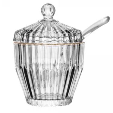 Imagem de Açucareiro de Vidro Fio de Ouro Com Colher Imperatriz Wolff C58, trans