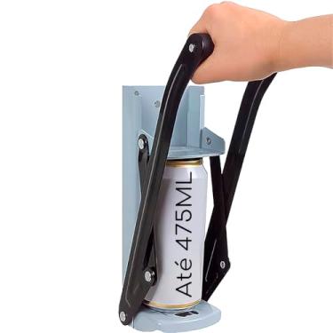 Imagem de Amassador de Latinhas Latas Cerveja Alumínio com Abridor de Garrafas até 475ml cor Cinza