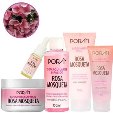 Imagem de Kit Porán Rosa Mosqueta Óleo Facial Demaquilante Sabonete Esfoliantes 
