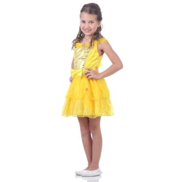Imagem de Fantasia Bela Infantil Vestido Curto Original - Disney Princesas G