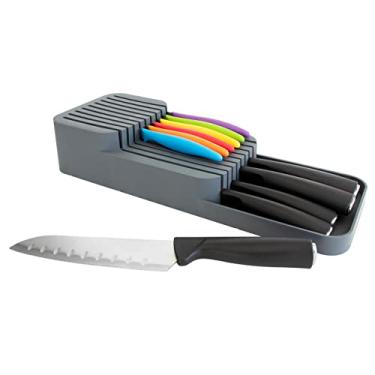 Imagem de Organizador Faca Gaveta Sebo Faqueiro Separação porta Talheres Caixa Cozinha De Facas C/2 Niveis