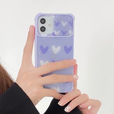 Imagem de Capa de telefone Fashion Push The Window Lens Protection para iPhone 12 11 Pro 7 8 Plus XS Max X XR SE 2 Capa de silicone macia Love Heart, roxa, para iphone 7Plus