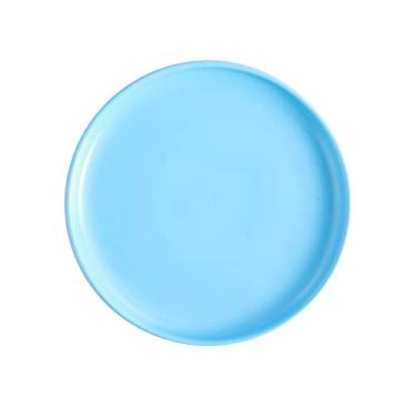Imagem de Prato de jantar de cerâmica GUIPAIHAI Prato de refeição de prato doméstico para café da manhã pratos planos (cor: azul, tamanho: 25,4 cm)
