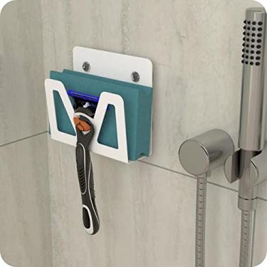 Imagem de Suporte Para Lamina Barbear Porta Gilete Adesivo Branco ELG