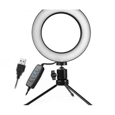 Imagem de Ring Light Led Iluminador Anel Iluminador 26cm 10 Polegadas com Suporte para Celular Luz 10 Níveis de Brilho + Tripé de Mesa