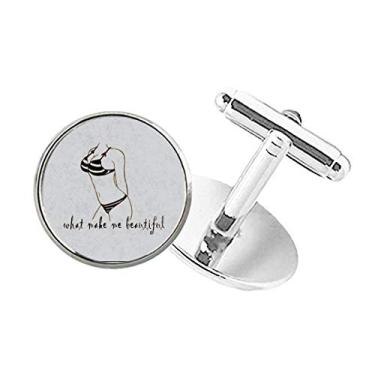 Imagem de DIYthinker Ilustração de beleza de biquíni, estampa preta, botão redondo, abotoaduras