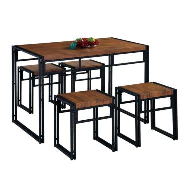 Imagem de Conjunto de Mesa Wooden com 4 Bancos 