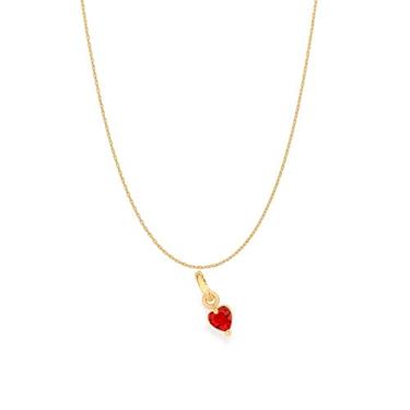 Imagem de Colar Rommanel Banhado Ouro Solitário Coração Cristal Vermelho 42cm