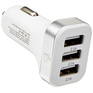 Imagem de ELG, CC3S, Carregador Universal Veicular com 3 Portas USB, Entrada para 12/24V Automático, Potência 2.1A, Fabricado em Termoplástico Anti Chamas, Branco