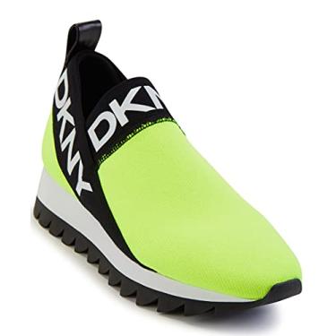 Imagem de DKNY Tênis feminino leve e confortável sem cadarço, Verde neon/Ashton preto, 6