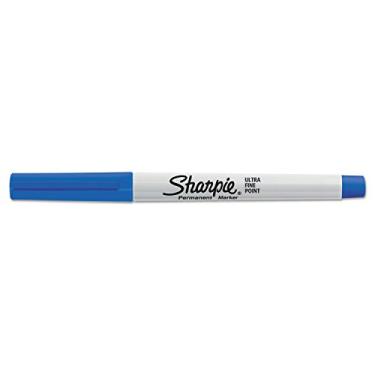 Imagem de SHARPIE Marcadores Permanentes Sharpie 37003 Ponta Ultrafina Azul Dúzia Branco