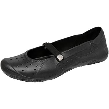 Imagem de Babuche Sapatilha EVA Emborrachado Fecho de Tira Segurança Absorção de Impacto Antiderrapante Tamanho:34;Cor:Preto;Gênero:Feminino;Departamento BS:Esporte