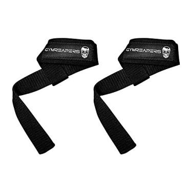 Imagem de (Black) - Gymreapers Lifting Wrist Straps for Weightlifting, Bodybuilding, Powerlifting, Strength Training, Deadlifts - Padded Neoprene with 46cm Cotton