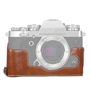 Imagem de HONGYAN capa da câmera Câmera de couro PU de 1/4 de polegada PU Câmera de meia base para fujifilm x-t3/x-t2 acessórios para câmera