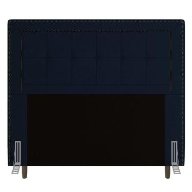 Imagem de Cabeceira Box Solteiro 90cm Com Tachas E Frame Azul Marinho