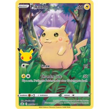 Imagem de Pokémon Celebrations Pikachu, 25º Aniversário Full Art Rare Holo + Cartão Surpresa