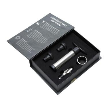 Imagem de Kit Para Vinho de Aço Inox Com Caixa 5 Peças Bon Gourmet