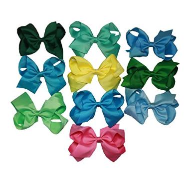 Imagem de Conjunto de 10 laços de cabelo grandes com clipe de jacaré Syleia K&M (respingos mais claros)