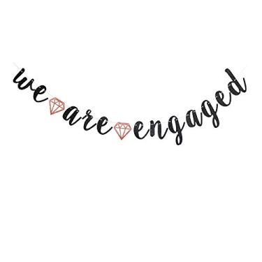 Imagem de Banner We are Engage, decoração preta para placa de festa de chá de panela, despedida de solteira/noivado, festa, artigos de cama