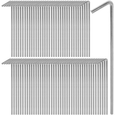 Imagem de Pacote com 100 estacas de barraca de aço galvanizado de 16 cm estacas de barraca de aço galvanizado, ganchos de cerca de afiação de jardim para camping, abrigos, lona, toldos, estacas de decoração de Natal