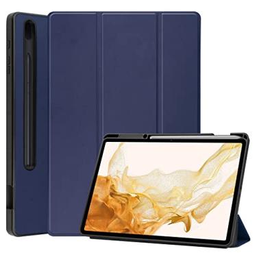 Imagem de Capa do caso da tabuleta. Caso do Samsung Galaxy Tab S8 Plus 12.4 (SM-X800, SM-X806)/S7 Mais 12,4" /S7 Fe Tábua, Tpu Casca traseira, caixa de barriga inteligente leve e leve (Color : Blue)