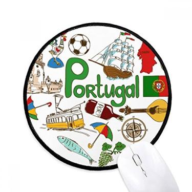 Imagem de DIYthinker Tapete de mouse com bandeira nacional de Portugal Love Heart Landscap desktop escritório tapete redondo para computador
