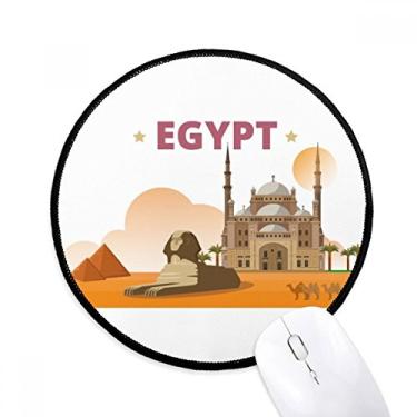 Imagem de DIYthinker City Pyramid Sphinx Egypt Mouse Pad desktop escritório tapete redondo para computador