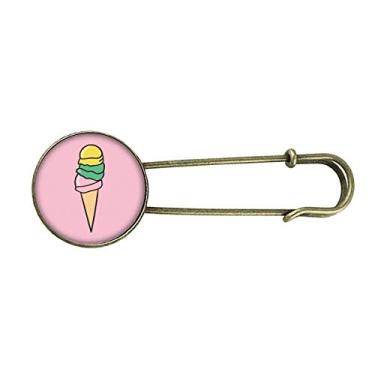 Imagem de Amarelo verde rosa doce sorvete retrô broche de metal clipe jóias
