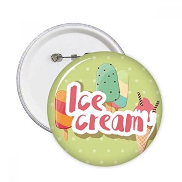 Imagem de Picolé verde doce sorvete padrão pinos redondos crachá botão decoração acessório 5 peças