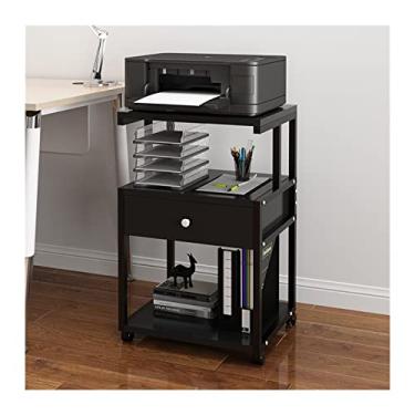 Imagem de KIZQYN Suporte de impressora removível prateleira de armazenamento rack de armazenamento de mesa de escritório moderno rack de armazenamento multicamadas com rack de cópia de gaveta impressora de mesa (cor: 1)