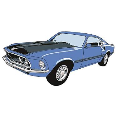 Imagem de Aplique MDF e Papel Litoarte 8 cm - Modelo APM8-953 Carro Antigo Azul