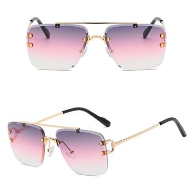 Imagem de Óculos de sol estilo sem aro com rebites rebites vintage feminino masculino design óculos de sol óculos de sol, 3040 C5, tamanho único