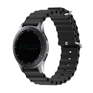 Imagem de Pulseira 22mm Ondas compativel com Samsung Galaxy Watch 3 45mm - Galaxy Watch 46mm Sm-R800 - Gear S3 Frontier - Amazfit GTR 4 - Marca LTIMPORTS (Preto)