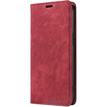 Imagem de KAPPDE Capa flip para iPhone 14/14 Plus/14 Pro/14 Pro Max, capa carteira de couro premium com suporte de cartão fecho magnético TPU à prova de choque capa de livro fólio (cor: vermelho, tamanho: 14Pro)