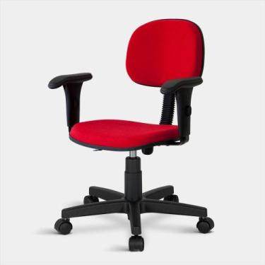 Imagem de Cadeira Secretária Turim Giratória Com Braços Vermelha - Flex Cadeiras