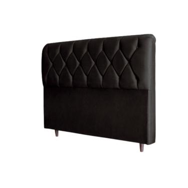 Imagem de Cabeceira Cama De Casal 1,58 Daiana Suede Preto Idf Decor