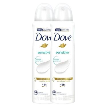 Imagem de Kit 2X 150ml Desodorante Antitranspirante Aerosol Dove Sensitive Sem Perfume