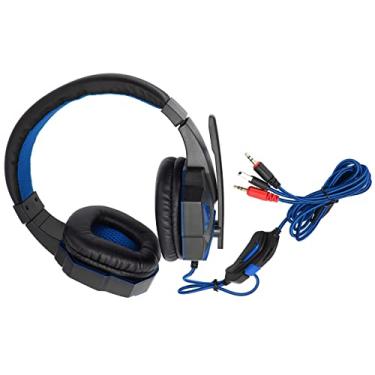 Imagem de Fone de ouvido para jogos de 3,5 mm, fone de ouvido USB de 40 mm/1,6 com botão mudo para PSP (Preto Azul)