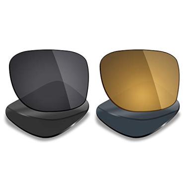 Imagem de Mryok 2 pares de lentes polarizadas de substituição para óculos de sol Oakley Holbrook – Opções, Stealth preto e bronze dourado, One Size