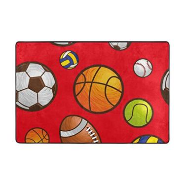Imagem de ColourLife Tapete esportivo colorido em vermelho leve tapete tapete tapete tapete macio decoração para quartos entrada 91,44 x 60,96 cm