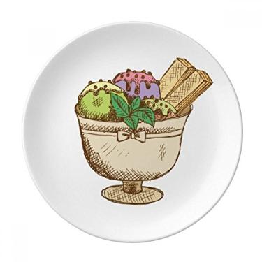 Imagem de Copo de biscoito de folhas para sorvete prato decorativo de porcelana salver louça de jantar