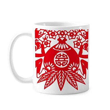 Imagem de China Zodíaco chinês macaco pêssego flores caneca cerâmica café porcelana louça