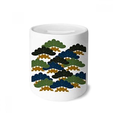 Imagem de DIYthinker Caixa de moedas de cerâmica com padrão abstrato tradicional de pinheiro chinês, presente de cofrinho