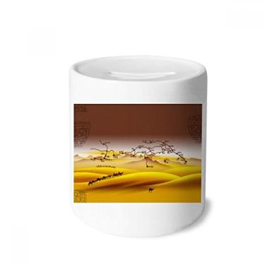 Imagem de DIYthinker Caixa de moedas de cerâmica do deserto Along The Way to The Silk Road Map Porta-moedas presente de cofrinho