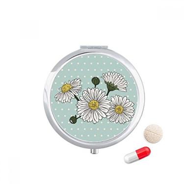 Imagem de Porta-comprimidos de crisântemo branco, caixa de armazenamento de remédios